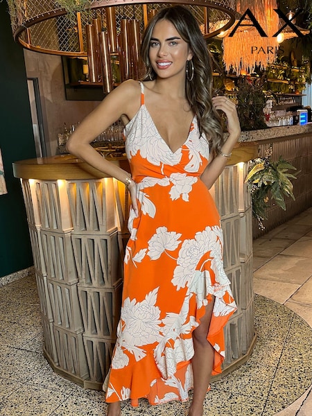 AX Paris Orange Frill Hem Midi Dress (603600) | 178 LEI
