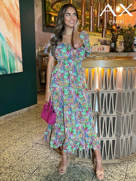 AX Paris Green Floral Print Bardot Style Midi Dress (603625) | 34 €