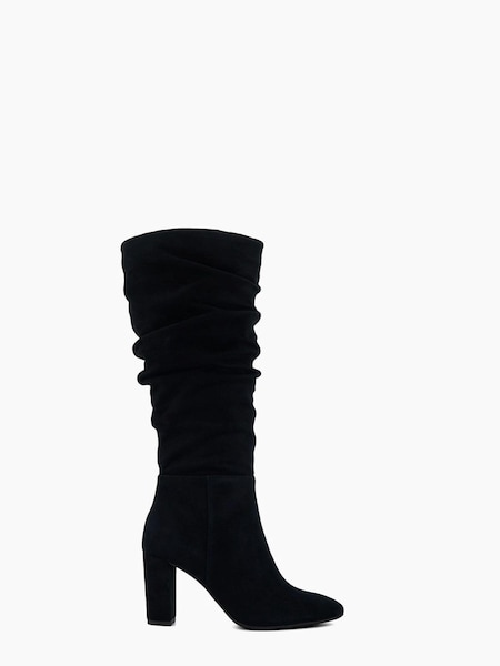 Dune London Black Stigma Ruched Knee-High Boots (603770) | €102