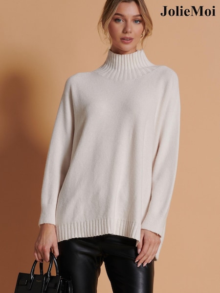 Jolie Moi Cream Loose Fit High Neck Jumper (603968) | €36