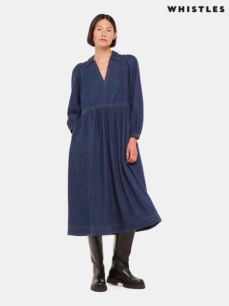 Whistles Blue Rina Trapeze Dress (604350) | €89