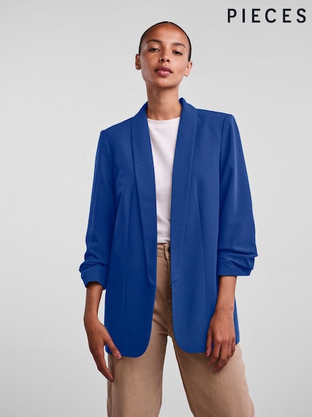 Blå - Pieces Relaxed Ruched Sleeve Workwear Blazer (604377) | kr800