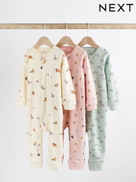 Multi Character Baby Footless Zip 100% Cotton Sleepsuits 3 Pack (0mths-3yrs) (604425) | €12 - €12.50
