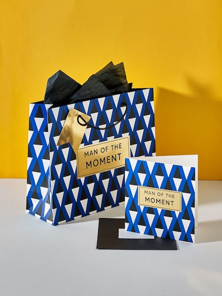 Blue Father's Day Geometric Medium Gift Bag and Card Set (604435) | €1.50