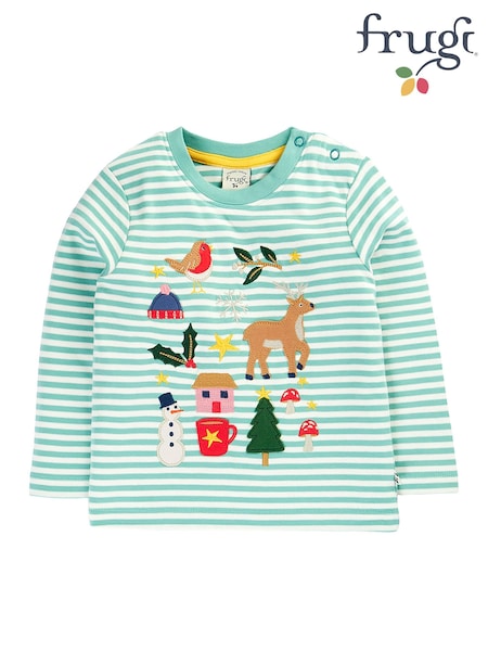 Blue - Frugi Christmas Discovery Applique Top