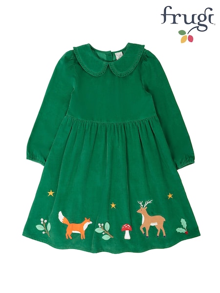 أخضر - Frugi Peony Cord Dress