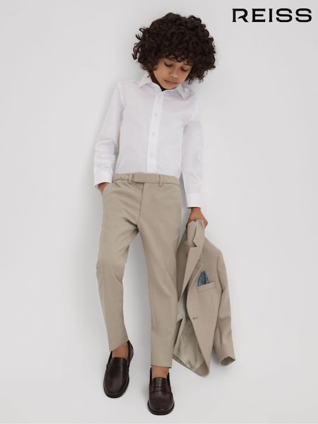 Reiss Stone Fine Wool Side Adjusters Trousers (604881) | AED346