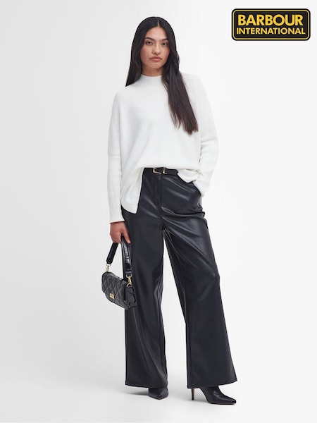 Barbour® International Aria Wide Leg Faux Leather Black Trousers (604896) | €59