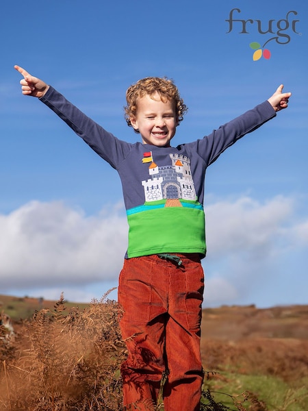 أزرق - Frugi Terrific Embroidered Top