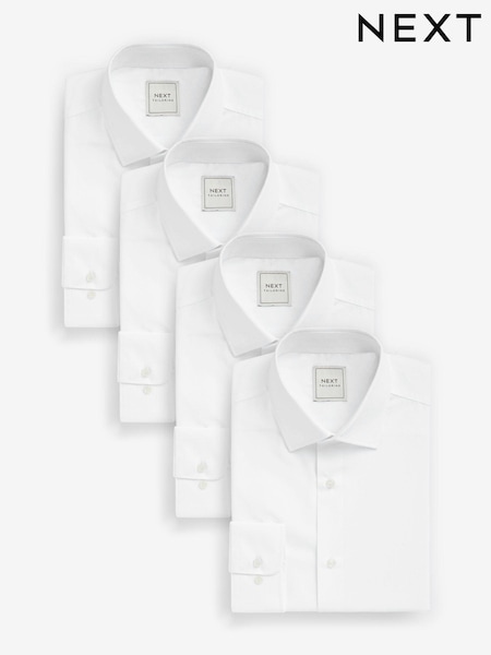 White Slim Fit Easy Care Single Cuff Smart Shirts 4 Pack (605031) | 410 zł