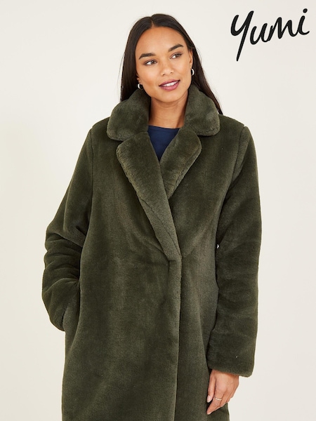 Khaki Vihreä - Yumi Faux Fur Coat (605061) | €118