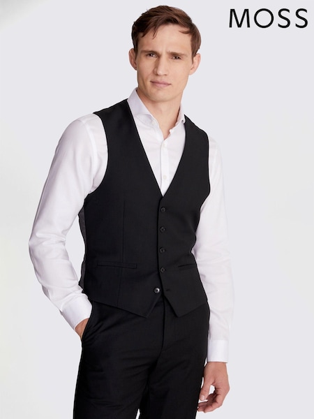 MOSS Black Slim Stretch Suit: Waistcoat (605237) | €93