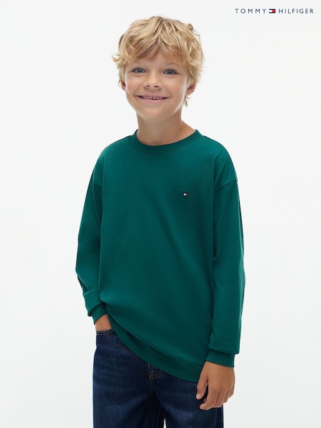 Green - Tommy Hilfiger Essential Flag Embroidery Long Sleeve T-shirt
