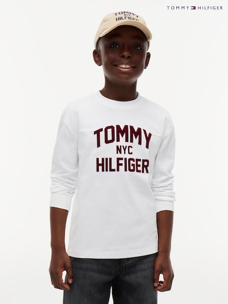 White - Tommy Hilfiger Logo Long Sleeve T-shirt