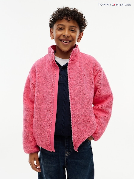 Pink - Tommy Hilfiger Back Flag Polar Fleece Zip-thru Sweatshirt