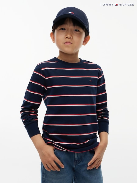 Blue - Tommy Hilfiger Stripe Relaxed Long Sleeve T-shirt