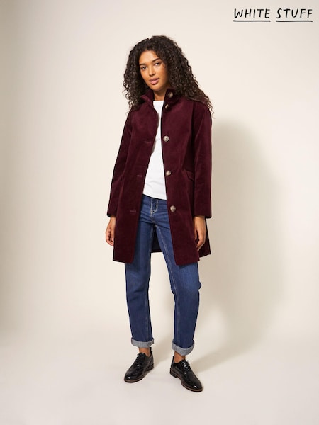 White Stuff Purple Karla Velvet Coat (605809) | 404 QAR