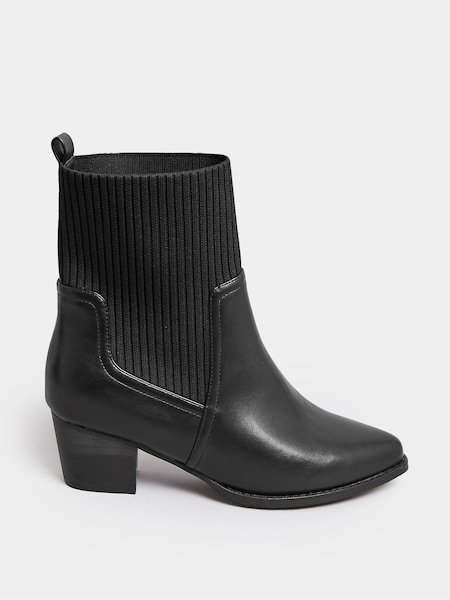 Yours Curve Black Extra Wide Fit Sock Top Line Western Boots (606117) | €26