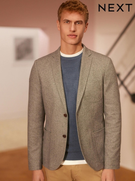 Light Grey Slim Fit Nova Fides Signature Three Button Blazer (606195) | €44