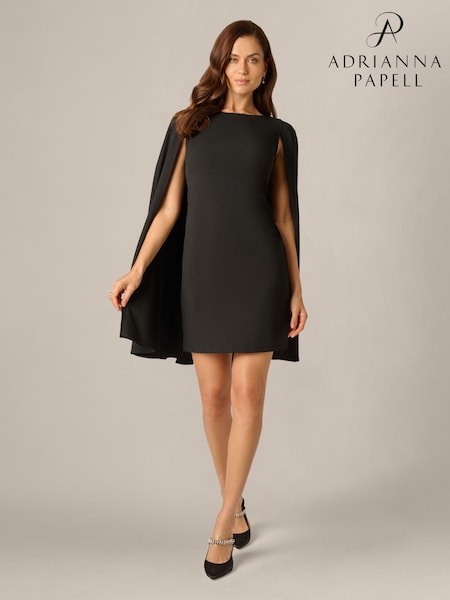 Negro - Vestido tubo estructurado con capa de Adrianna Papell