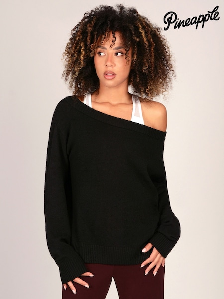 Schwarz - Pineapple Schulterfreier Dancers Strickpullover