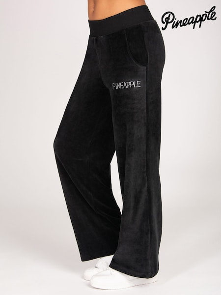 Black - Pineapple Velour Wide Leg Joggers
