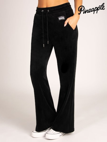 Black - Pineapple Velour Wide Leg Trousers