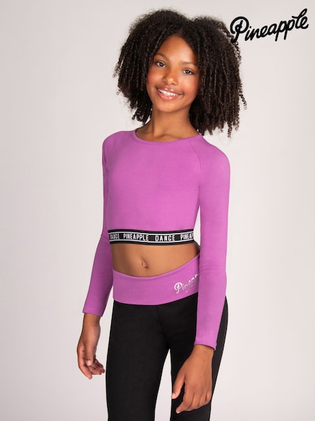 Purple - Tape Girls Long Sleeve Crop Top