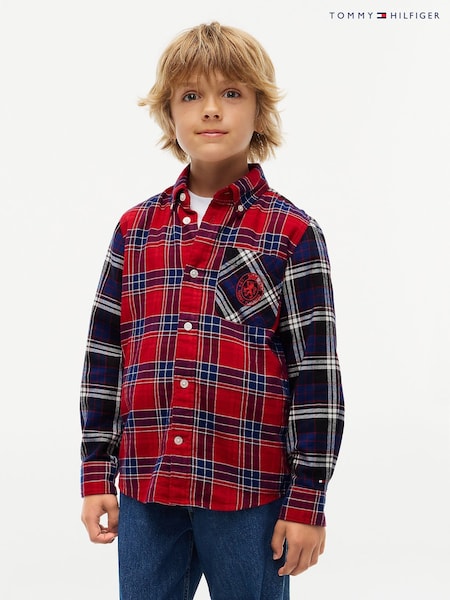 Raudona - Tommy Hilfiger Regular Fit Crest Check Flannel Shirt