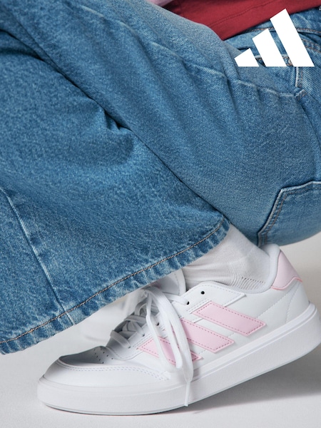 adidas White/Pink Court Block Animal Trainers (606402) | AED291