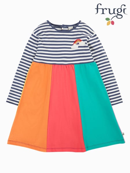 Blue - Frugi Amelia Rainbow Dress