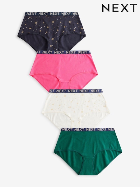 Gold Sparkle/ Green/ Pink Midi Logo Knickers 4 Pack (606556) | €25