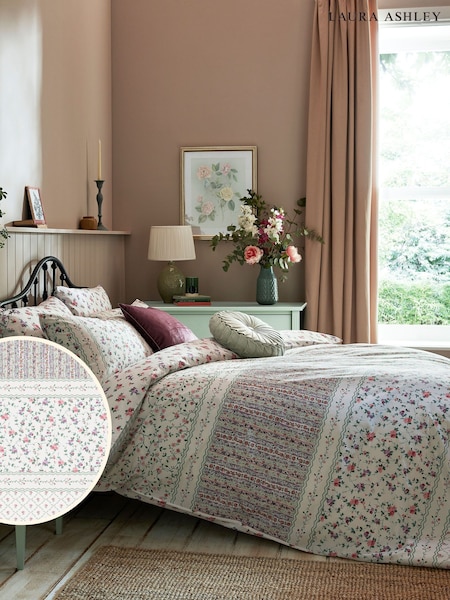 Laura Ashley Green 100% Cotton Elsing Stripe Duvet Cover and Pillowcase Set (606558) | OMR16 - OMR31