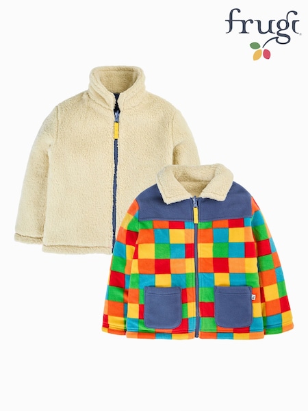Blue - Frugi Blazey Reversible Fleece Jacket