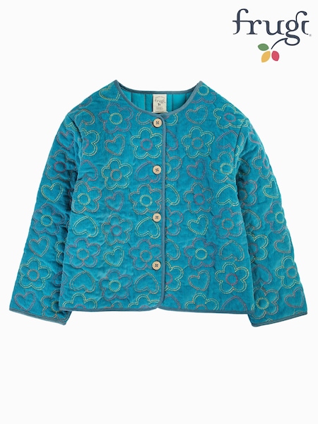 Blau - Frugi Katie Quilted Cord Jacket