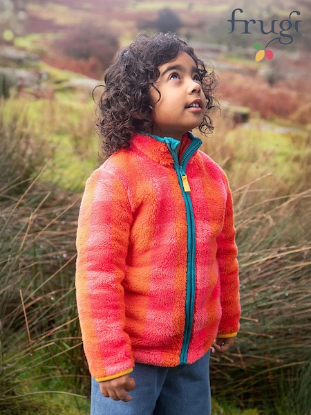 Pink - Frugi Zipped Ted Fleece Jacket