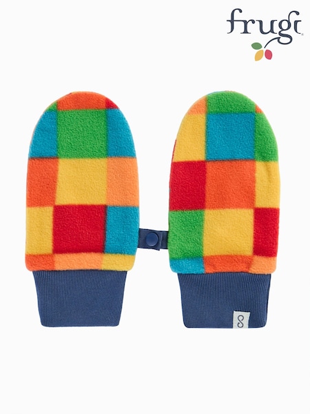 Blue - Frugi Drift Mittens Fleece