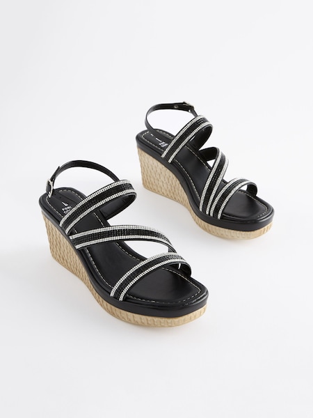 Schwarz - Forever Comfort Square Toe Bling Wedges (606846) | 12 €