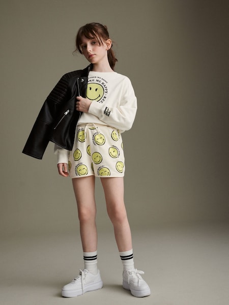 SmileyWorld Ecru Cream Runner Jersey Shorts (3-16yrs) (606876) | AED17 - AED27
