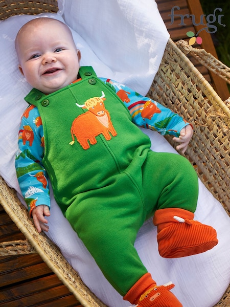 Green - Frugi Coverack Dungarees Outfit
