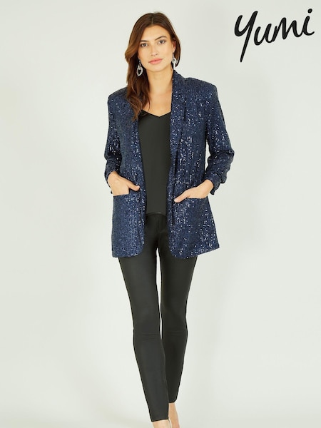 Yumi Blue Sequin Blazer With Pockets (607111) | €104