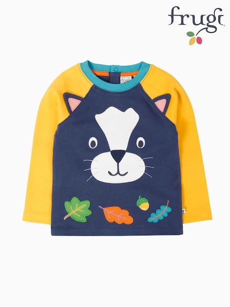 Blue - Frugi Halloween Happy Raglan Top