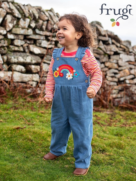 أزرق - Frugi Mia Denim Dungarees