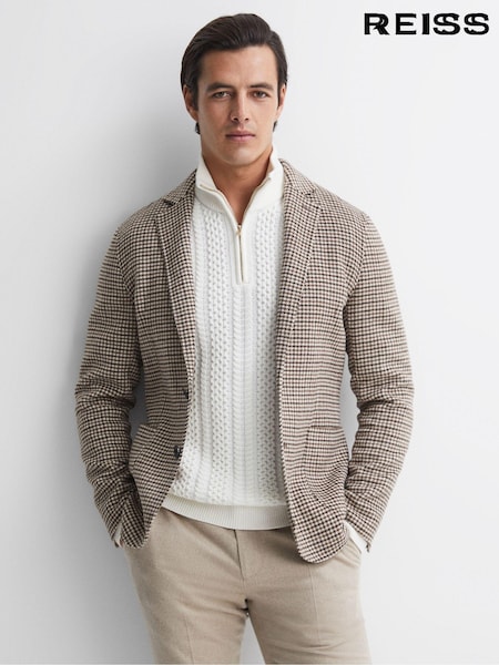 Reiss Brown Flutter Slim Fit Wool Blend Single Breasted Blazer (607466) | PKR 171,030