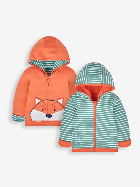 JoJo Maman Bébé Rust Fox Appliqué Reversible Hoodie (607584) | €41