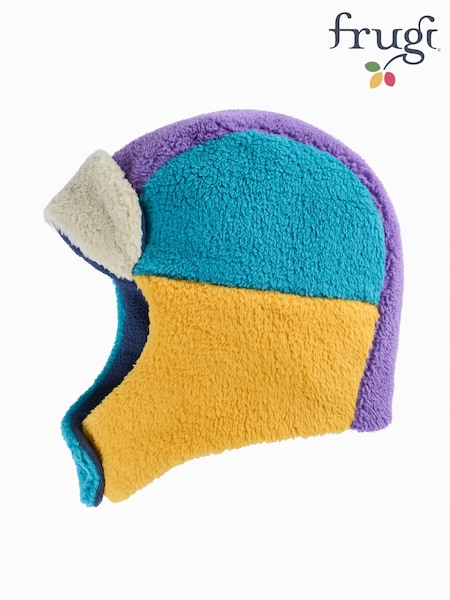 Blue - Frugi Ted Fleece Trapper Hat