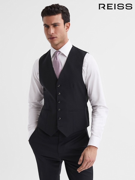 Reiss Black Hope Modern Fit Travel Waistcoat (607918) | €149