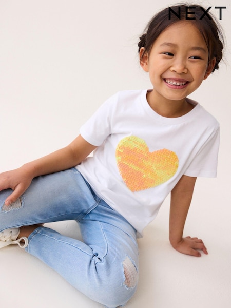 Rumena s srčastim motivom - Sequin T-Shirt (3-16yrs) (608283) | € 8 - € 12