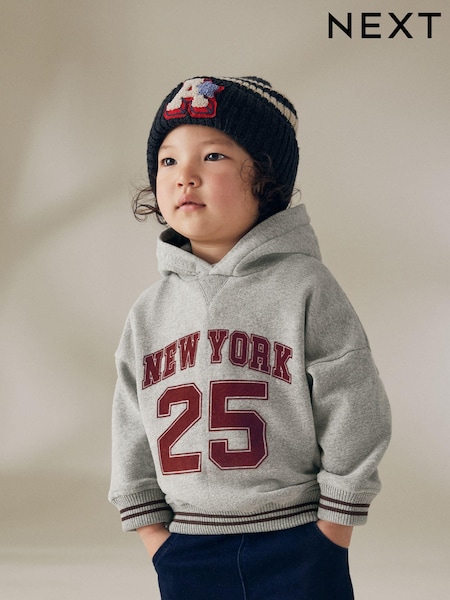 Grey/Burgandy Varsity Jersey Hoodie (3mths-7yrs) (608783) | €14 - €16