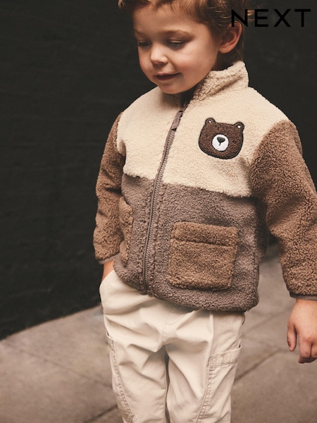 Bruin - Fleecejack met kleurenpatroon en ritssluiting (3mnds-7jr) (608882) | € 20 - € 25